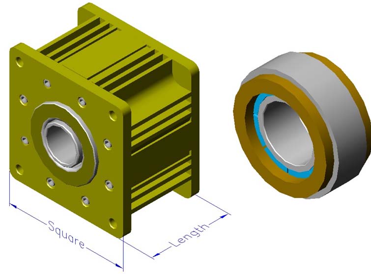 Housed slotless iron core brushless motors, radial, internal rotor, hollow shaft